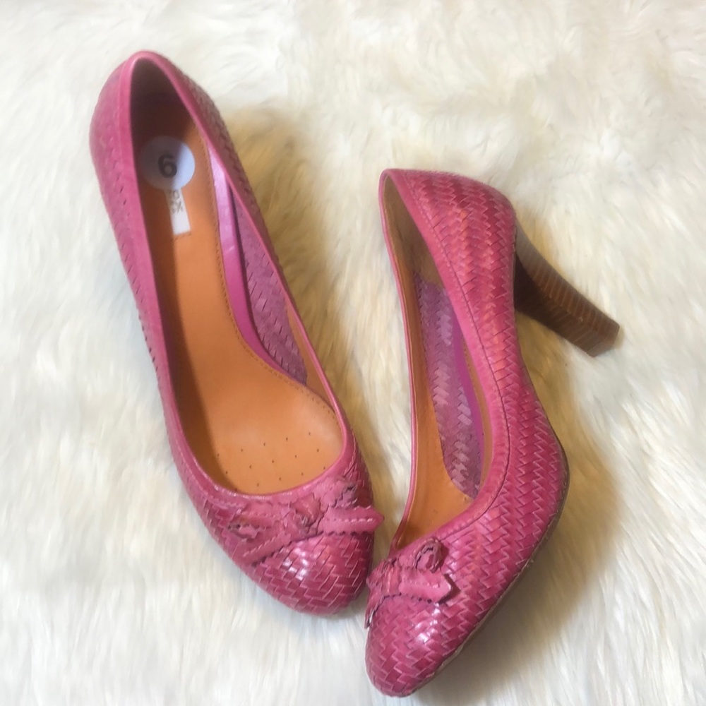 Geox Respira Marian22 Leather Weave Heels Sz 9